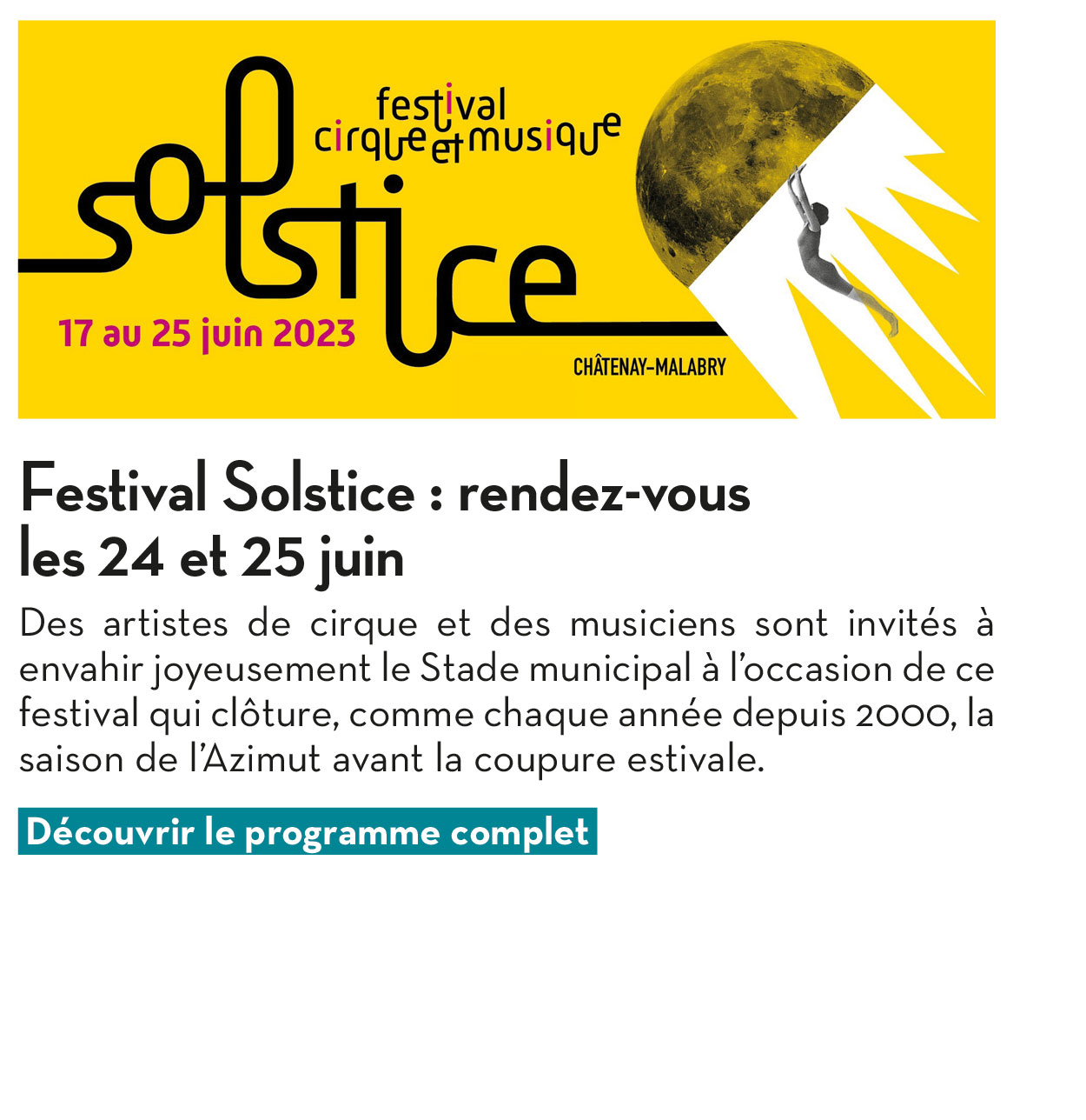 Festival Solstice : rendez-vous les 24 et 25 juin